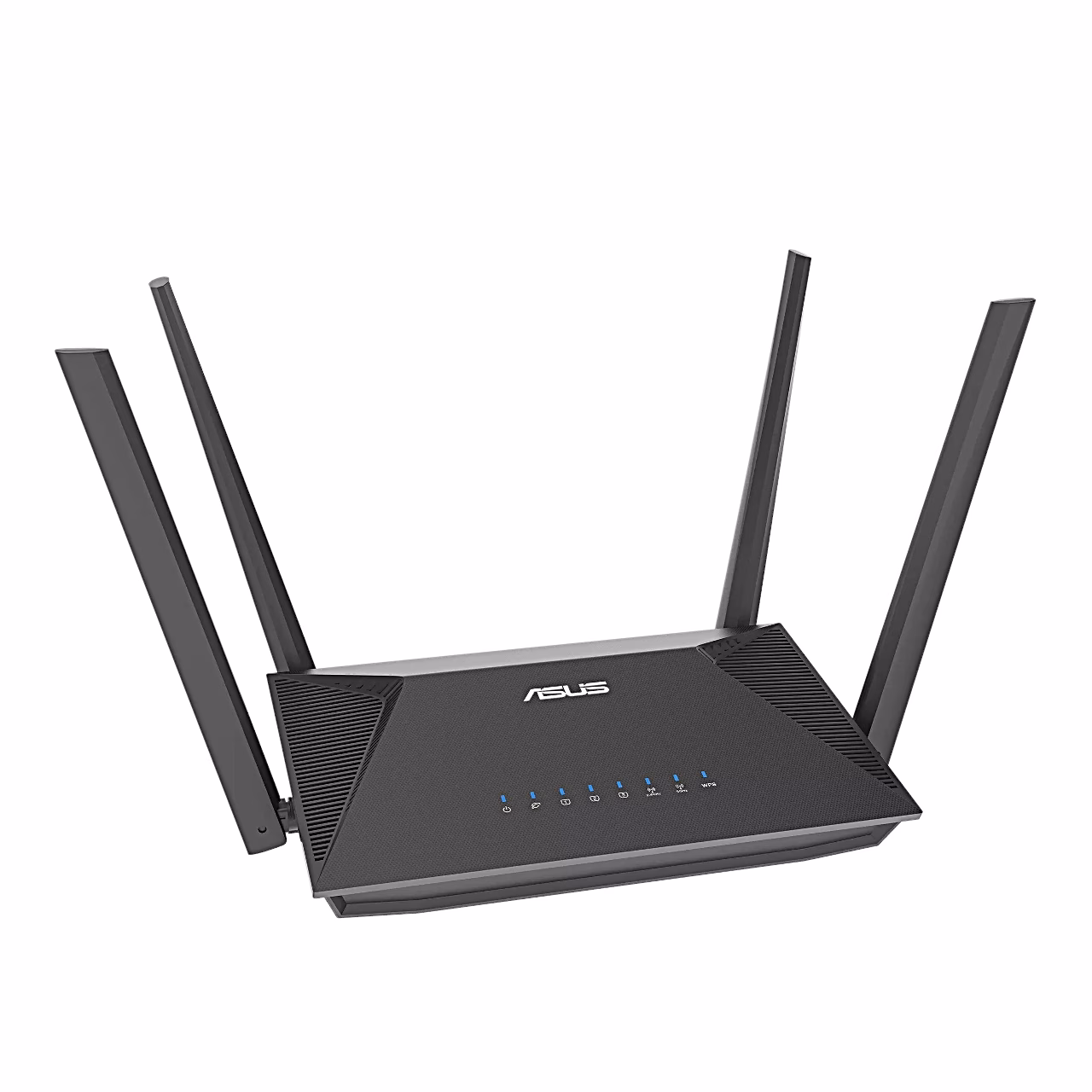 ASUS RT-AX52 Pro must korpus küljelt nähtuna, neli antenni