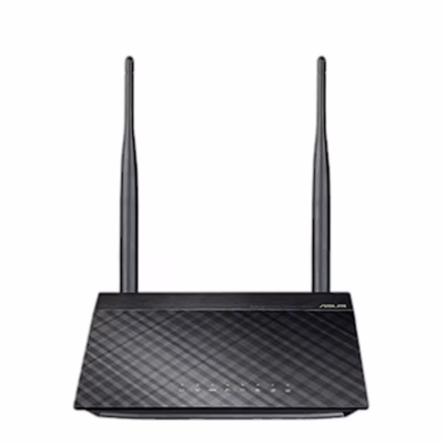 WiFi-ruuter ASUS RT-N12E eestvaates kahe püstise antenniga