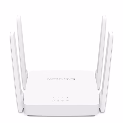 WiFi-ruuter Mercusys AC10 eestvaates nelja püstise antenniga