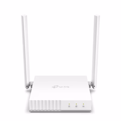 Valge WiFi-ruuter TP-Link TL-WR844N eestvaates kahe püstise antenniga