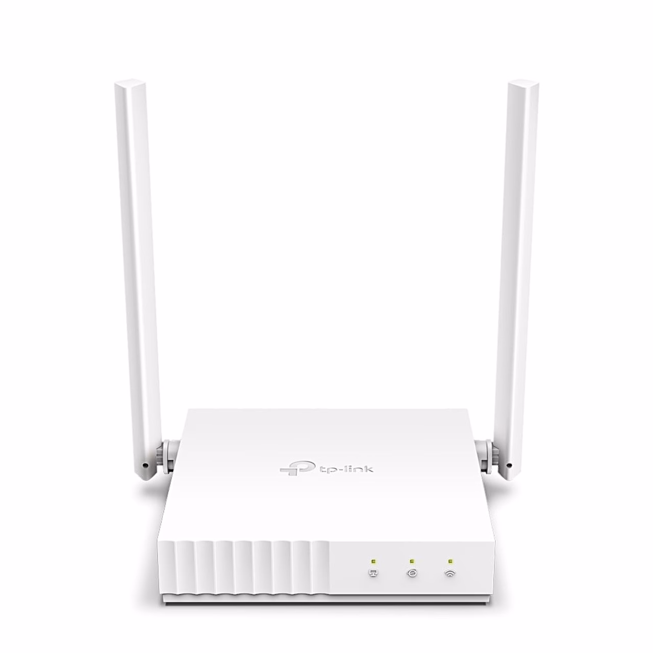 Valge WiFi-ruuter TP-Link TL-WR844N eestvaates kahe püstise antenniga