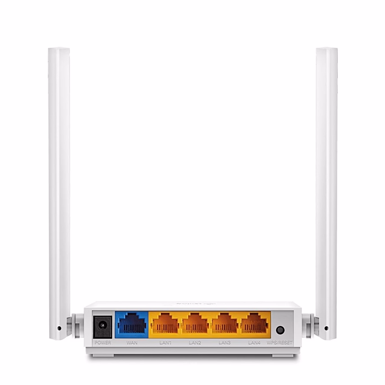 TP-Link TL-WR844N tagapaneel toitepesa, sinise WAN-pordi ja nelja LAN-pordiga