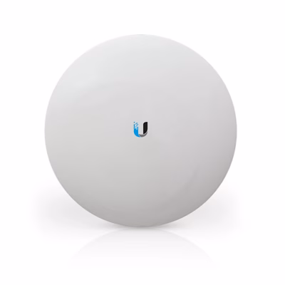Ubiquiti NanoBeam 5AC Gen 2 WiFi-sild valge ümara korpusega eestvaates