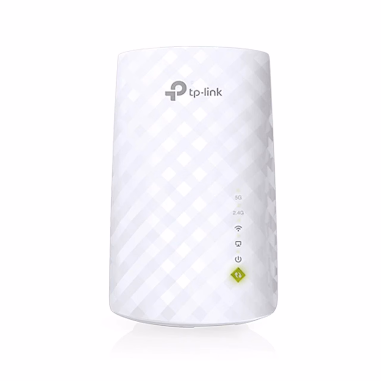 WiFi-võimendi TP-Link RE200 otse eestvaates märgutulede reaga